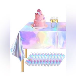 GroTheory 10 Pack Iridescent Tablecloth, Holographic Table Cloth, 54" X 108"